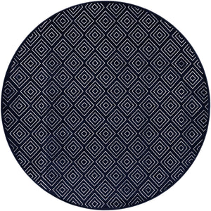 Navy Blue 10' x 10' Sabrina Soto Outdoor Round Area Rug Weather Resistant for Patio, Deck, Terrace, Balcony, Porch Durable Carpet for Exterior Home Design for Sale at Rug Engine