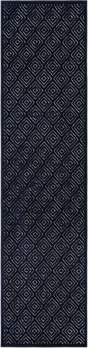 Navy Blue 2' 7 x 10' Sabrina Soto Outdoor Runner Area Rug Weather Resistant for Patio, Deck, Terrace, Balcony, Porch Durable Carpet for Exterior Home Design for Sale at Rug Engine