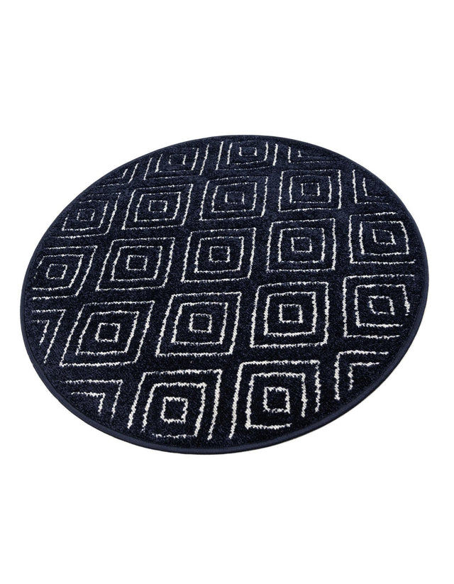 Navy Blue 3' 1 x 3' 1 Sabrina Soto Outdoor Round Area Rug Weather Resistant for Patio, Deck, Terrace, Balcony, Porch Durable Carpet for Exterior Home Design for Sale at Rug Engine