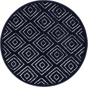 Navy Blue 3' 1 x 3' 1 Sabrina Soto Outdoor Round Area Rug Weather Resistant for Patio, Deck, Terrace, Balcony, Porch Durable Carpet for Exterior Home Design for Sale at Rug Engine