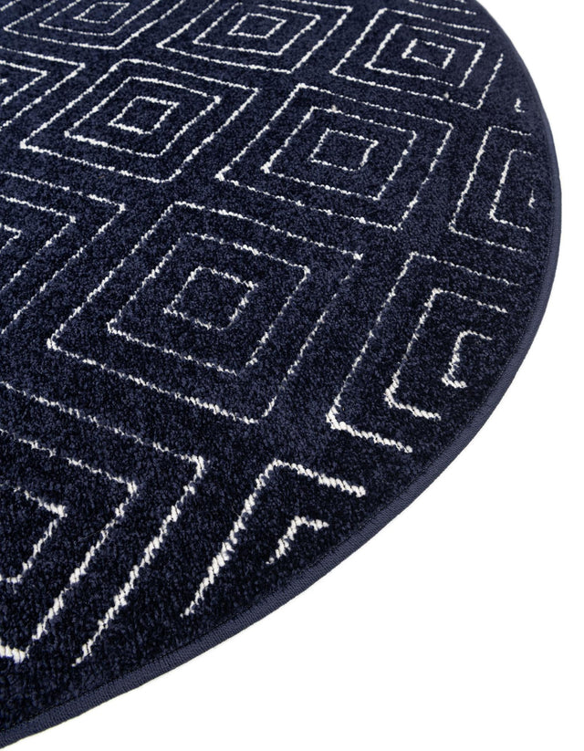 Navy Blue 3' 1 x 3' 1 Sabrina Soto Outdoor Round Area Rug Weather Resistant for Patio, Deck, Terrace, Balcony, Porch Durable Carpet for Exterior Home Design for Sale at Rug Engine