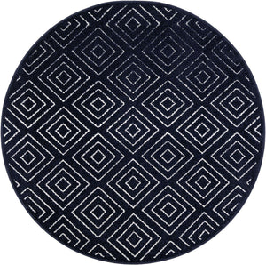 Navy Blue 5' 1 x 5' 1 Sabrina Soto Outdoor Round Area Rug Weather Resistant for Patio, Deck, Terrace, Balcony, Porch Durable Carpet for Exterior Home Design for Sale at Rug Engine