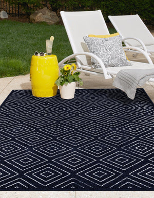 Navy Blue 6' 1 x 9' Sabrina Soto Outdoor Rectangle Area Rug Weather Resistant for Patio, Deck, Terrace, Balcony, Porch Durable Carpet for Exterior Home Design for Sale at Rug Engine