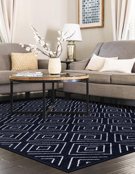 Navy Blue 10' x 14' 1 Sabrina Soto Outdoor Rectangle Area Rug Weather Resistant for Patio, Deck, Terrace, Balcony, Porch Durable Carpet for Exterior Home Design for Sale at Rug Engine