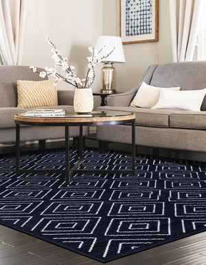 Navy Blue 4' 1 x 6' 1 Sabrina Soto Outdoor Rectangle Area Rug Weather Resistant for Patio, Deck, Terrace, Balcony, Porch Durable Carpet for Exterior Home Design for Sale at Rug Engine
