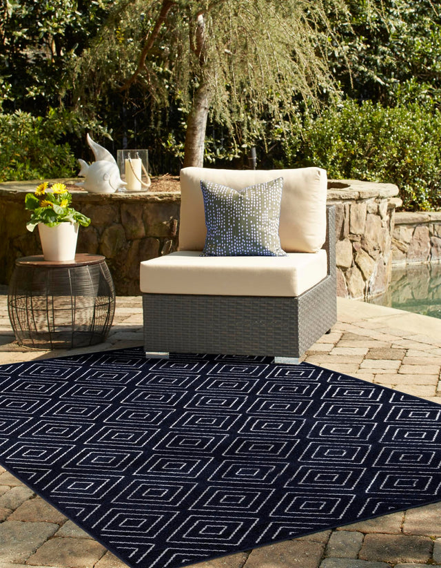 Navy Blue 10' x 14' 1 Sabrina Soto Outdoor Rectangle Area Rug Weather Resistant for Patio, Deck, Terrace, Balcony, Porch Durable Carpet for Exterior Home Design for Sale at Rug Engine