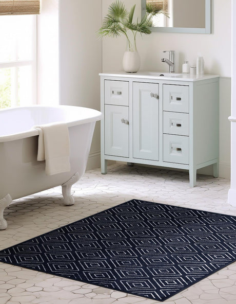 Navy Blue 10' x 14' 1 Sabrina Soto Outdoor Rectangle Area Rug Weather Resistant for Patio, Deck, Terrace, Balcony, Porch Durable Carpet for Exterior Home Design for Sale at Rug Engine