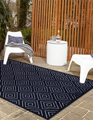 Navy Blue 10' x 14' 1 Sabrina Soto Outdoor Rectangle Area Rug Weather Resistant for Patio, Deck, Terrace, Balcony, Porch Durable Carpet for Exterior Home Design for Sale at Rug Engine