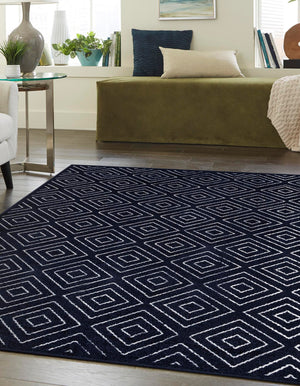 Navy Blue 10' x 14' 1 Sabrina Soto Outdoor Rectangle Area Rug Weather Resistant for Patio, Deck, Terrace, Balcony, Porch Durable Carpet for Exterior Home Design for Sale at Rug Engine