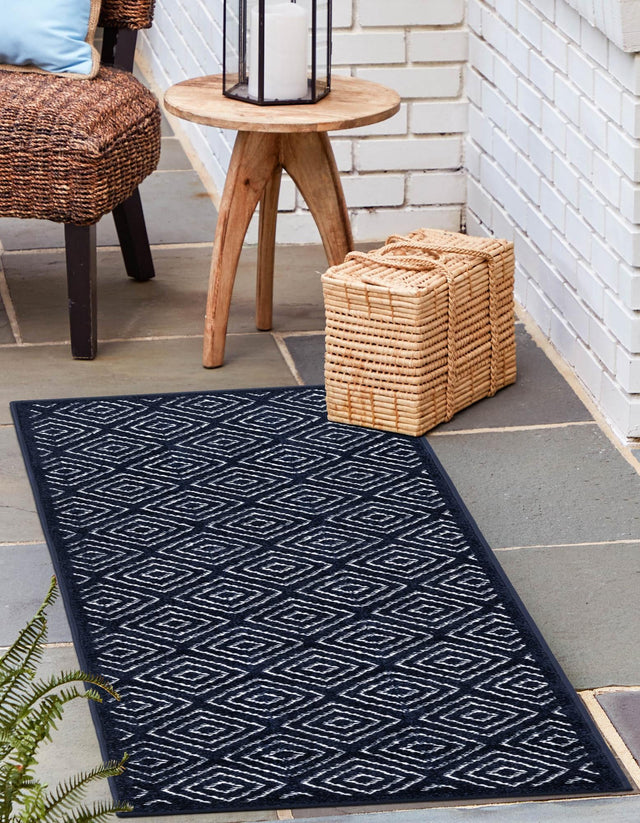 Navy Blue 2' x 6' 1 Sabrina Soto Outdoor Runner Area Rug Weather Resistant for Patio, Deck, Terrace, Balcony, Porch Durable Carpet for Exterior Home Design for Sale at Rug Engine