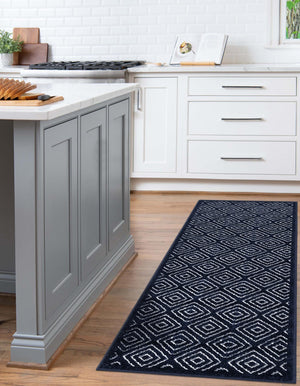 Navy Blue 2' 7 x 10' Sabrina Soto Outdoor Runner Area Rug Weather Resistant for Patio, Deck, Terrace, Balcony, Porch Durable Carpet for Exterior Home Design for Sale at Rug Engine
