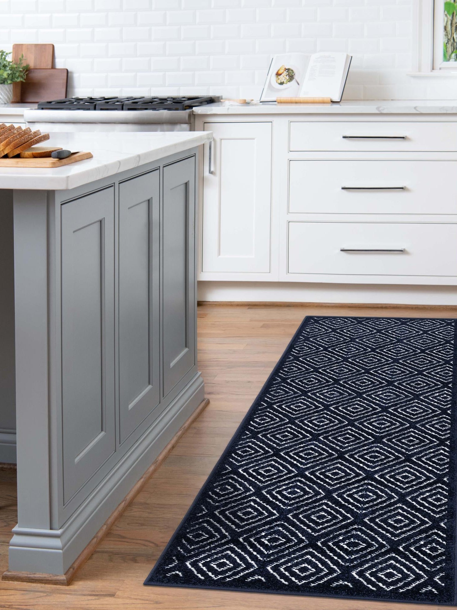 Navy Blue 2' 7 x 12' Sabrina Soto Outdoor Runner Area Rug Weather Resistant for Patio, Deck, Terrace, Balcony, Porch Durable Carpet for Exterior Home Design for Sale at Rug Engine