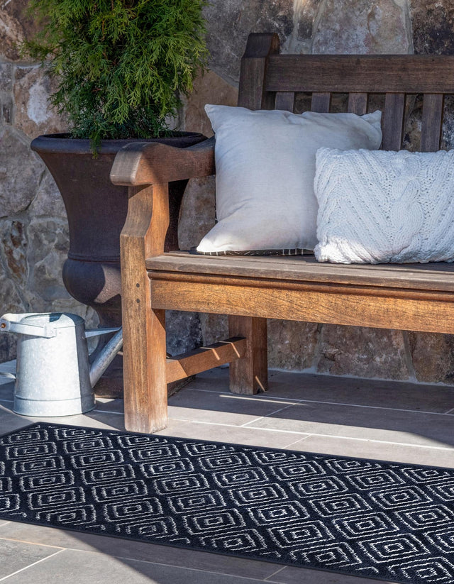 Navy Blue 2' 7 x 10' Sabrina Soto Outdoor Runner Area Rug Weather Resistant for Patio, Deck, Terrace, Balcony, Porch Durable Carpet for Exterior Home Design for Sale at Rug Engine