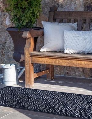 Navy Blue 2' 7 x 12' Sabrina Soto Outdoor Runner Area Rug Weather Resistant for Patio, Deck, Terrace, Balcony, Porch Durable Carpet for Exterior Home Design for Sale at Rug Engine