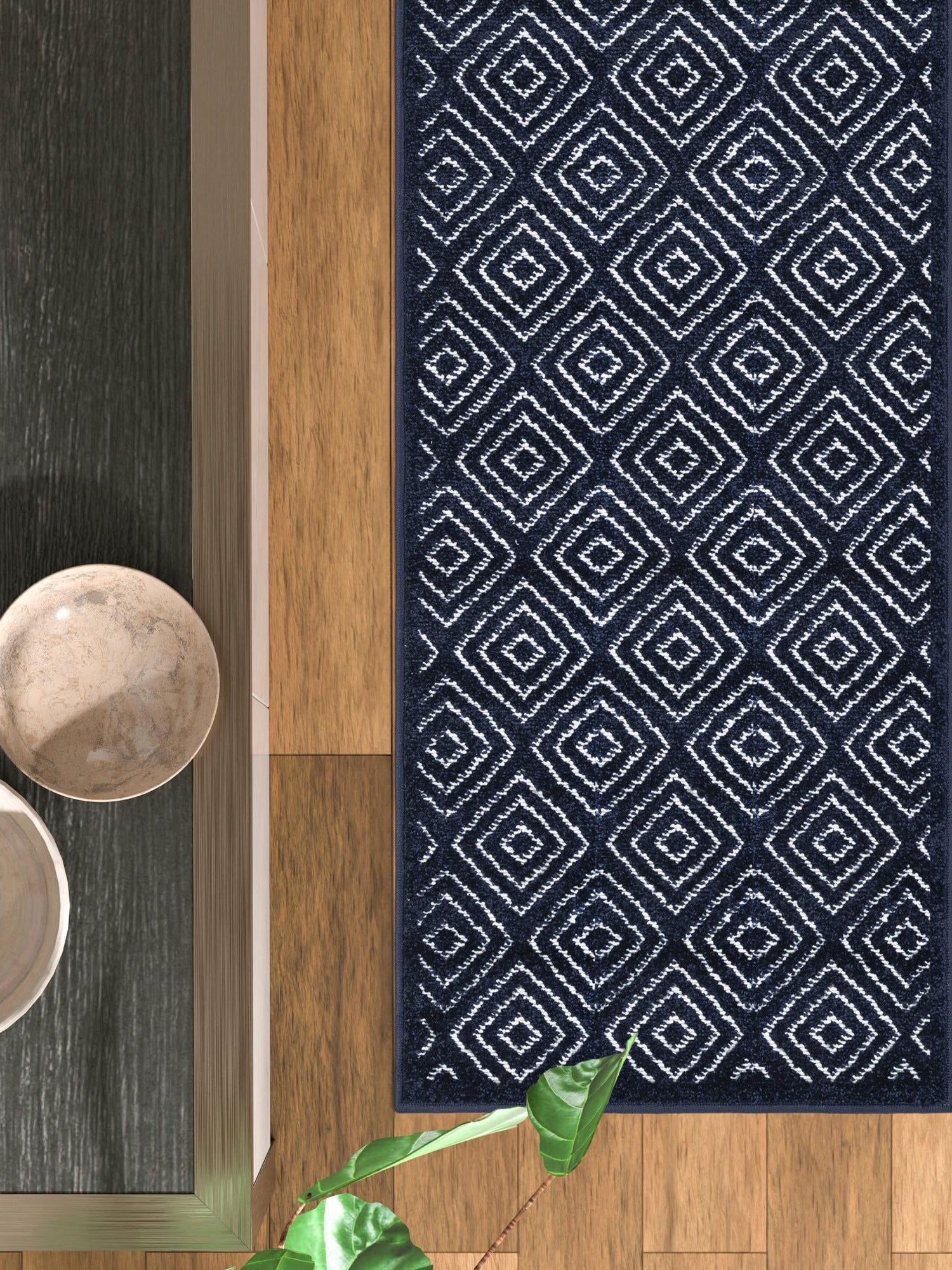 Navy Blue 2' 7 x 12' Sabrina Soto Outdoor Runner Area Rug Weather Resistant for Patio, Deck, Terrace, Balcony, Porch Durable Carpet for Exterior Home Design for Sale at Rug Engine