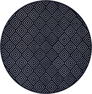 Navy Blue 7' 10 x 7' 10 Sabrina Soto Outdoor Round Area Rug Weather Resistant for Patio, Deck, Terrace, Balcony, Porch Durable Carpet for Exterior Home Design for Sale at Rug Engine