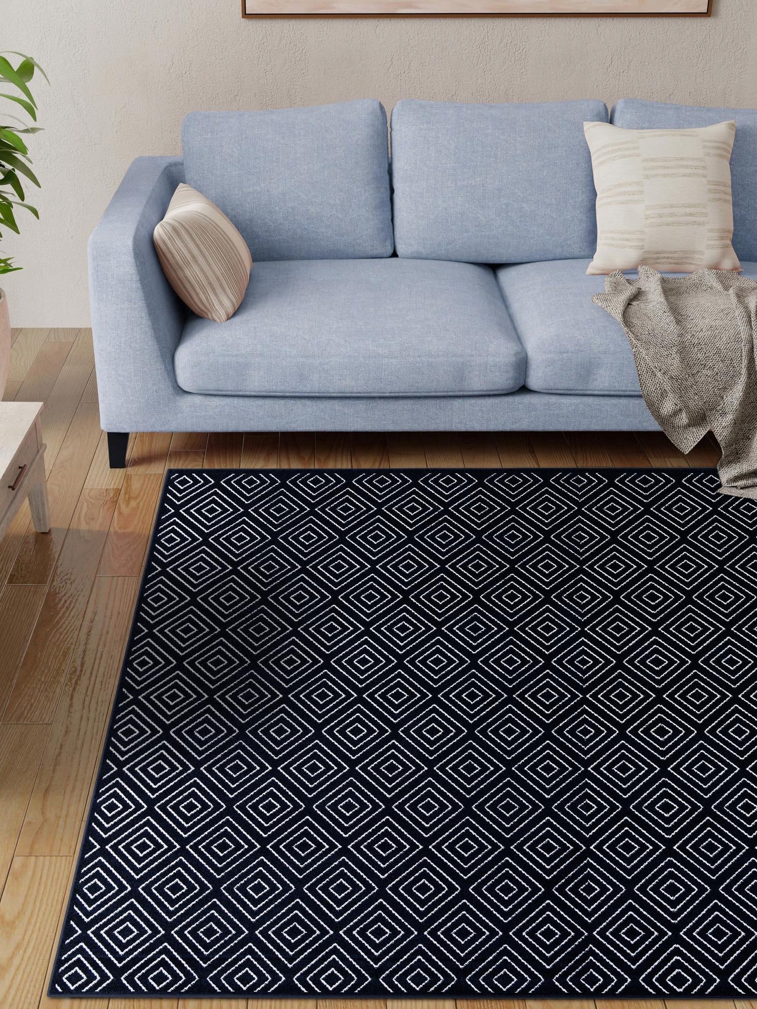 Navy Blue 7' 10 x 7' 10 Sabrina Soto Outdoor Square Area Rug Weather Resistant for Patio, Deck, Terrace, Balcony, Porch Durable Carpet for Exterior Home Design for Sale at Rug Engine