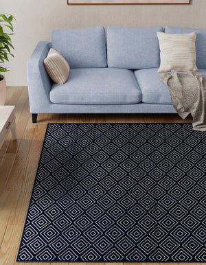Navy Blue 7' 10 x 7' 10 Sabrina Soto Outdoor Square Area Rug Weather Resistant for Patio, Deck, Terrace, Balcony, Porch Durable Carpet for Exterior Home Design for Sale at Rug Engine