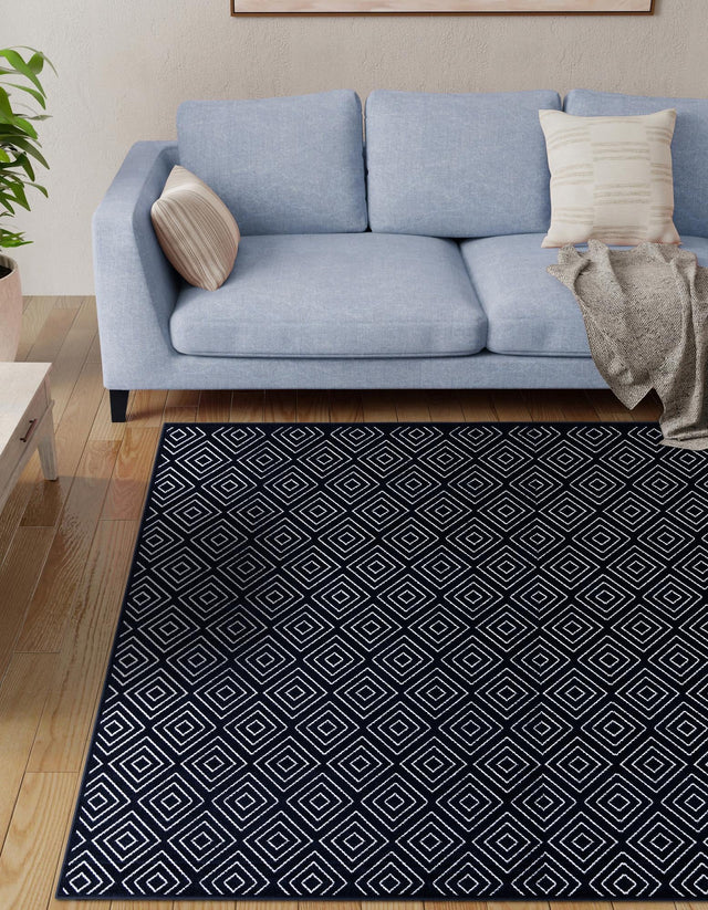 Navy Blue 7' 10 x 7' 10 Sabrina Soto Outdoor Square Area Rug Weather Resistant for Patio, Deck, Terrace, Balcony, Porch Durable Carpet for Exterior Home Design for Sale at Rug Engine