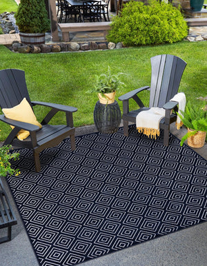 Navy Blue 7' 10 x 7' 10 Sabrina Soto Outdoor Square Area Rug Weather Resistant for Patio, Deck, Terrace, Balcony, Porch Durable Carpet for Exterior Home Design for Sale at Rug Engine