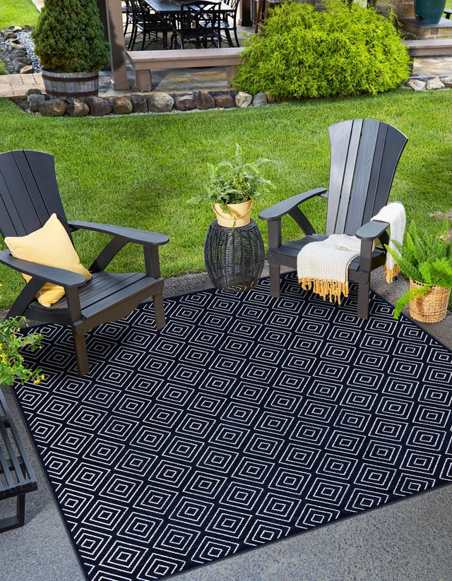 Navy Blue 7' 10 x 7' 10 Sabrina Soto Outdoor Square Area Rug Weather Resistant for Patio, Deck, Terrace, Balcony, Porch Durable Carpet for Exterior Home Design for Sale at Rug Engine