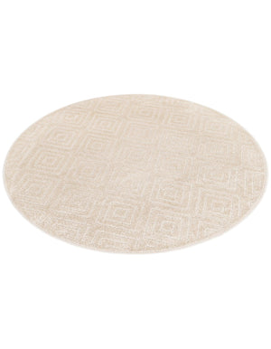 Beige 5' 1 x 5' 1 Sabrina Soto Outdoor Round Area Rug Weather Resistant for Patio, Deck, Terrace, Balcony, Porch Durable Carpet for Exterior Home Design for Sale at Rug Engine