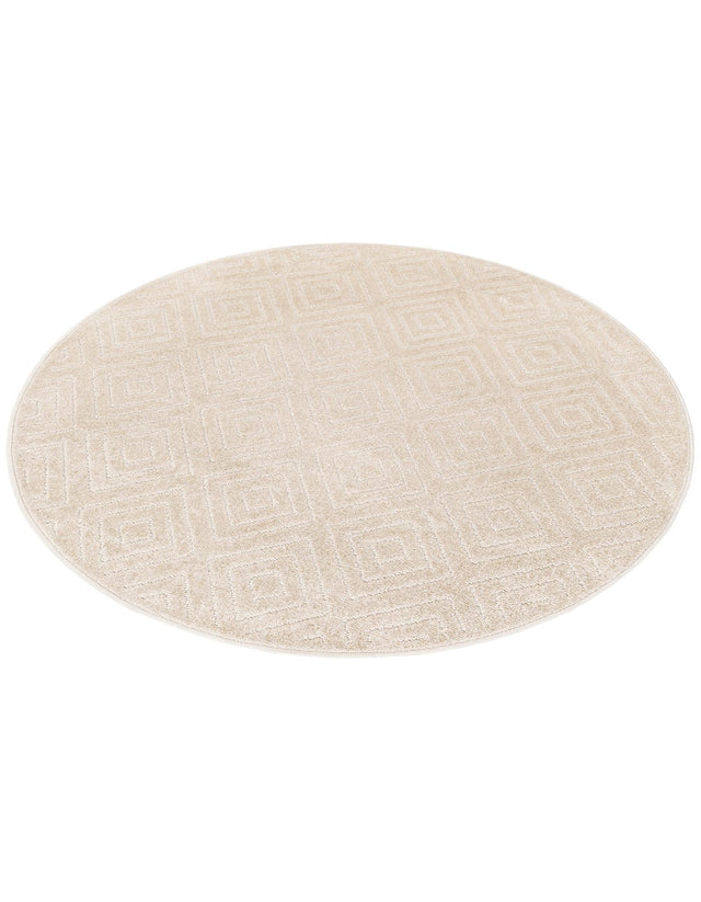Beige 5' 1 x 5' 1 Sabrina Soto Outdoor Round Area Rug Weather Resistant for Patio, Deck, Terrace, Balcony, Porch Durable Carpet for Exterior Home Design for Sale at Rug Engine