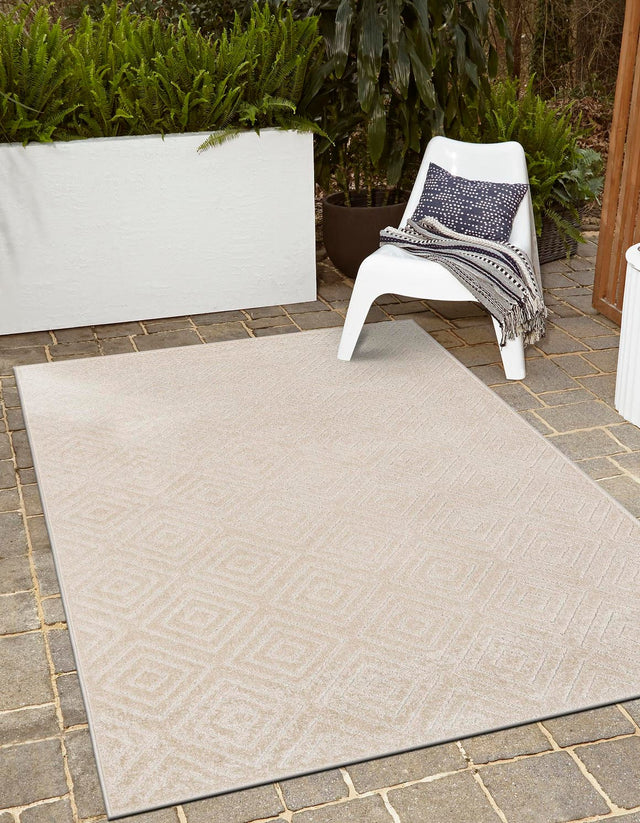 Beige 9' x 12' Sabrina Soto Outdoor Rectangle Area Rug Weather Resistant for Patio, Deck, Terrace, Balcony, Porch Durable Carpet for Exterior Home Design for Sale at Rug Engine