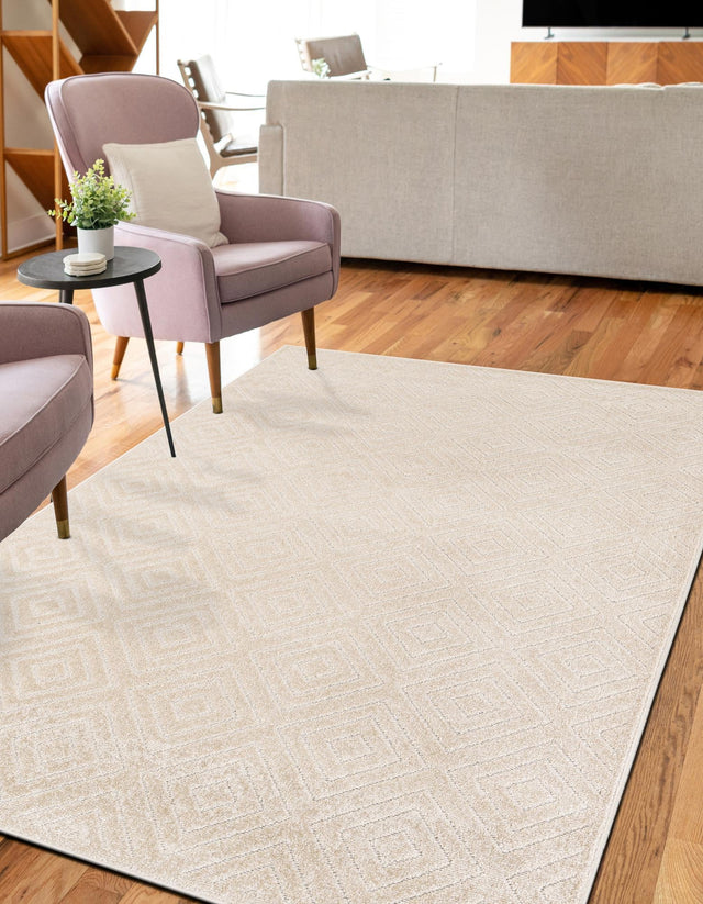 Beige 6' 1 x 9' Sabrina Soto Outdoor Rectangle Area Rug Weather Resistant for Patio, Deck, Terrace, Balcony, Porch Durable Carpet for Exterior Home Design for Sale at Rug Engine