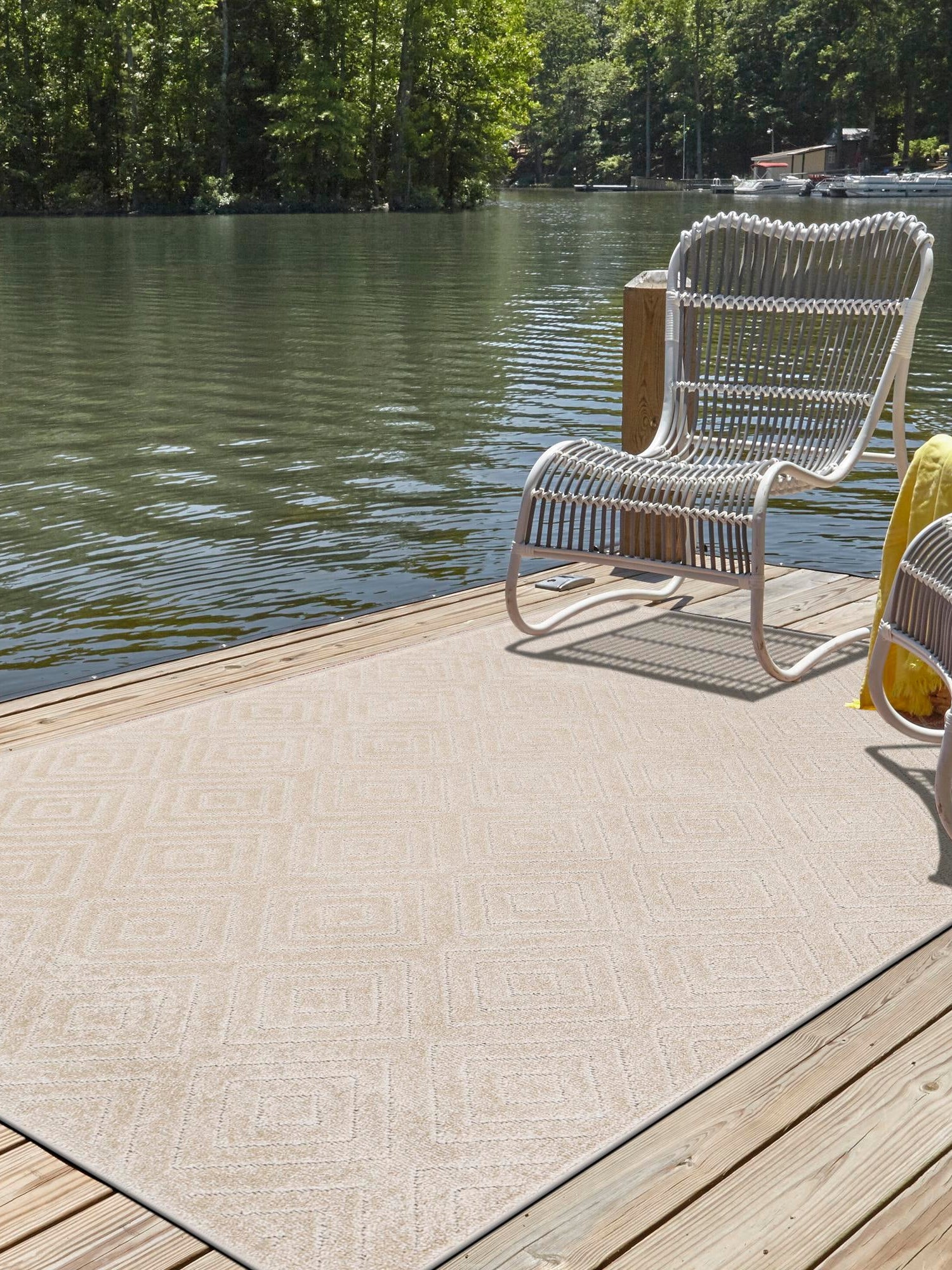 Beige 4' 1 x 6' 1 Sabrina Soto Outdoor Rectangle Area Rug Weather Resistant for Patio, Deck, Terrace, Balcony, Porch Durable Carpet for Exterior Home Design for Sale at Rug Engine