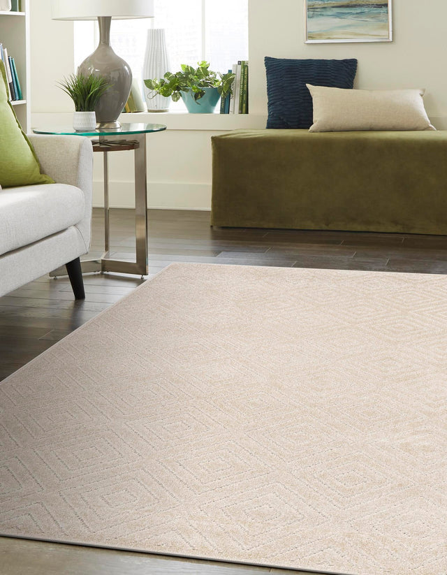 Beige 6' 1 x 9' Sabrina Soto Outdoor Rectangle Area Rug Weather Resistant for Patio, Deck, Terrace, Balcony, Porch Durable Carpet for Exterior Home Design for Sale at Rug Engine
