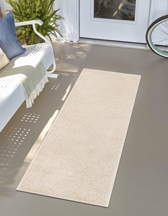 Beige 2' x 8' Sabrina Soto Outdoor Runner Area Rug Weather Resistant for Patio, Deck, Terrace, Balcony, Porch Durable Carpet for Exterior Home Design for Sale at Rug Engine
