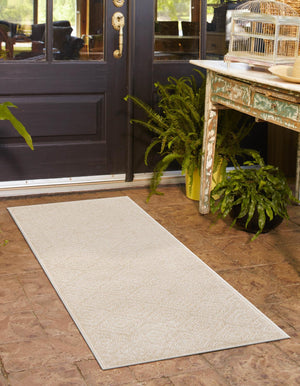 Beige 2' 7 x 10' Sabrina Soto Outdoor Runner Area Rug Weather Resistant for Patio, Deck, Terrace, Balcony, Porch Durable Carpet for Exterior Home Design for Sale at Rug Engine