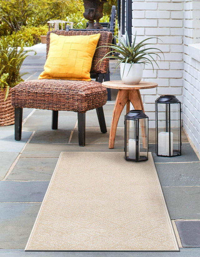 Beige 2' x 6' 1 Sabrina Soto Outdoor Runner Area Rug Weather Resistant for Patio, Deck, Terrace, Balcony, Porch Durable Carpet for Exterior Home Design for Sale at Rug Engine