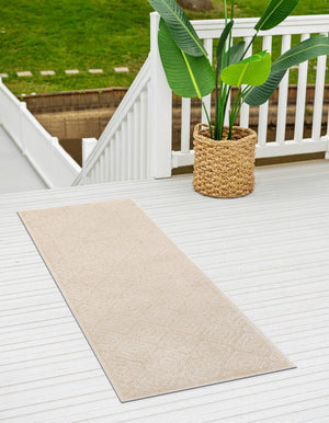 Beige 2' x 6' 1 Sabrina Soto Outdoor Runner Area Rug Weather Resistant for Patio, Deck, Terrace, Balcony, Porch Durable Carpet for Exterior Home Design for Sale at Rug Engine