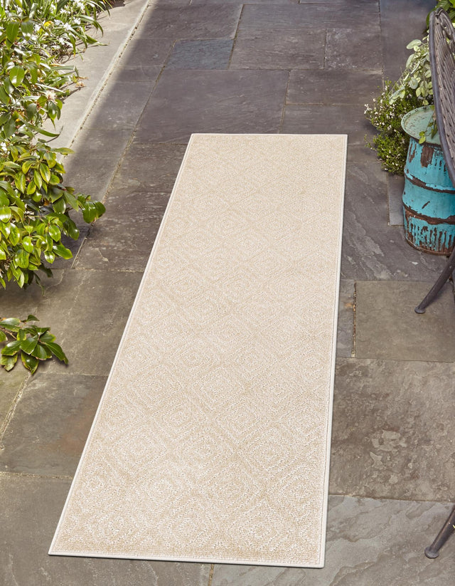 Beige 2' x 6' 1 Sabrina Soto Outdoor Runner Area Rug Weather Resistant for Patio, Deck, Terrace, Balcony, Porch Durable Carpet for Exterior Home Design for Sale at Rug Engine