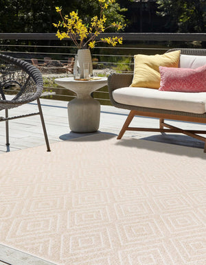 Beige 7' 10 x 7' 10 Sabrina Soto Outdoor Square Area Rug Weather Resistant for Patio, Deck, Terrace, Balcony, Porch Durable Carpet for Exterior Home Design for Sale at Rug Engine