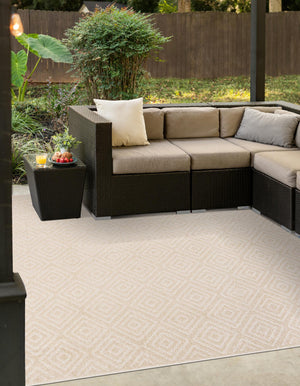 Beige 7' 10 x 7' 10 Sabrina Soto Outdoor Square Area Rug Weather Resistant for Patio, Deck, Terrace, Balcony, Porch Durable Carpet for Exterior Home Design for Sale at Rug Engine