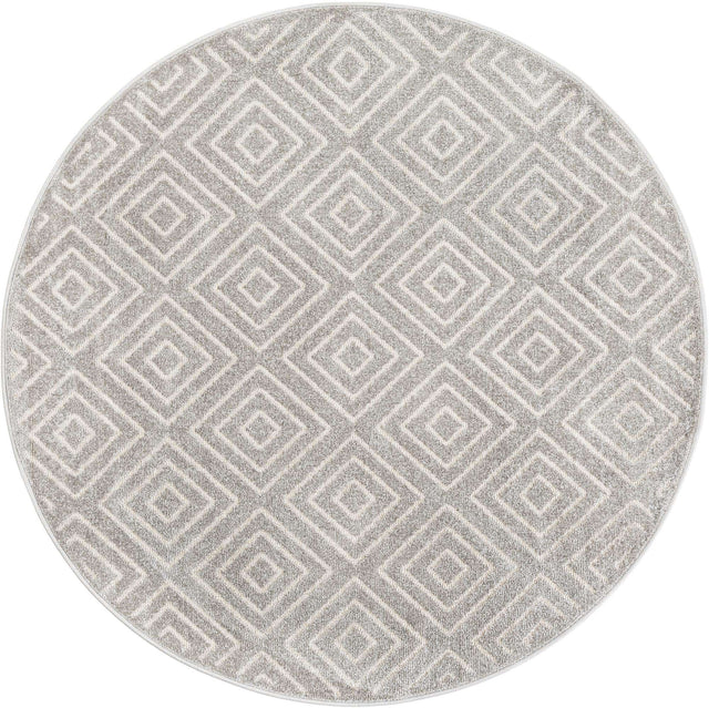 Gray 5' 1 x 5' 1 Sabrina Soto Outdoor Round Area Rug Weather Resistant for Patio, Deck, Terrace, Balcony, Porch Durable Carpet for Exterior Home Design for Sale at Rug Engine
