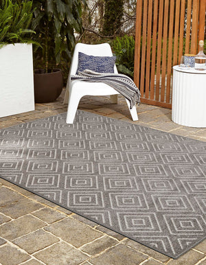 Gray 7' 10 x 10' Sabrina Soto Outdoor Rectangle Area Rug Weather Resistant for Patio, Deck, Terrace, Balcony, Porch Durable Carpet for Exterior Home Design for Sale at Rug Engine
