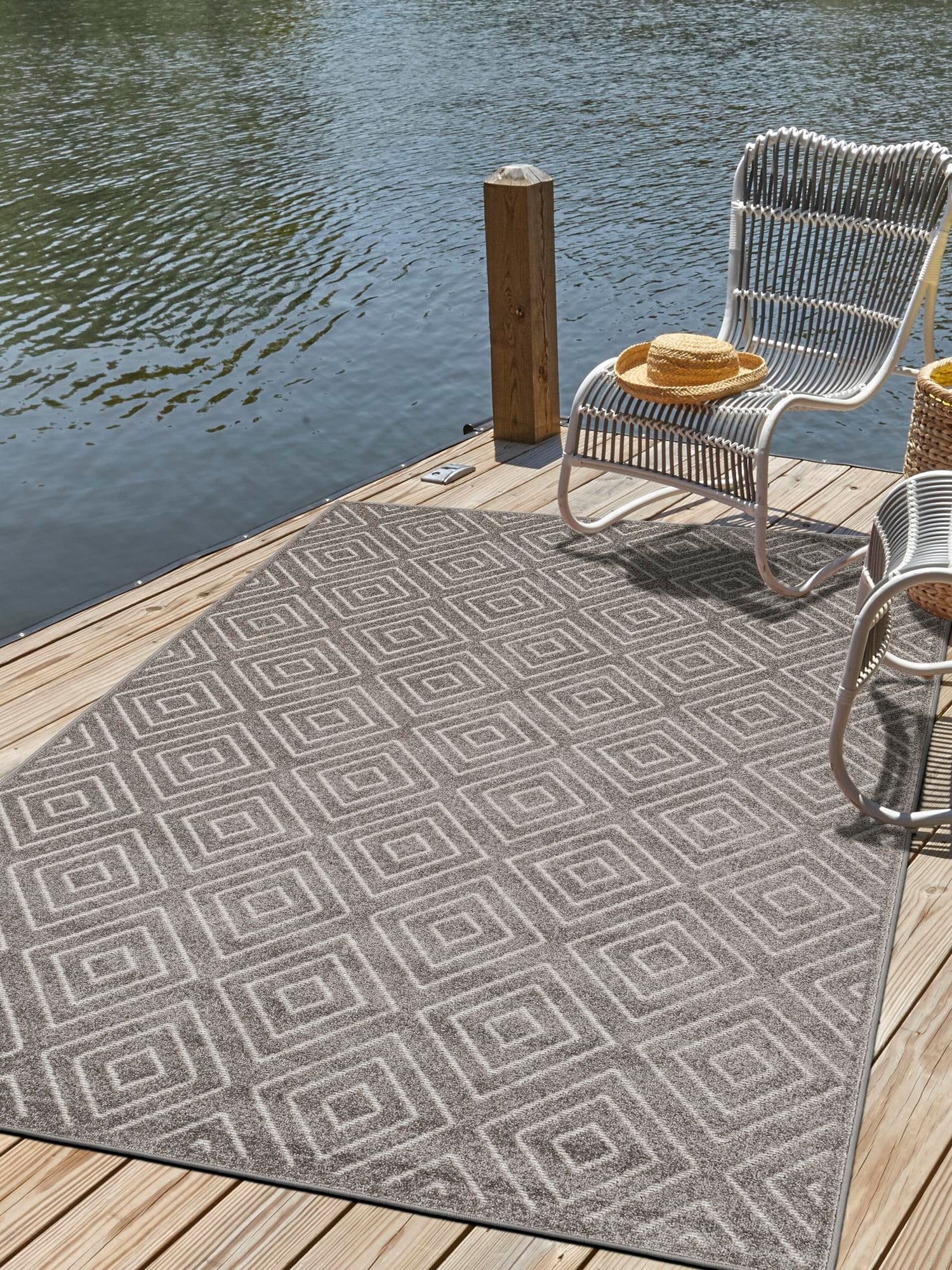 Gray 2' x 3' 1 Sabrina Soto Outdoor Rectangle Area Rug Weather Resistant for Patio, Deck, Terrace, Balcony, Porch Durable Carpet for Exterior Home Design for Sale at Rug Engine