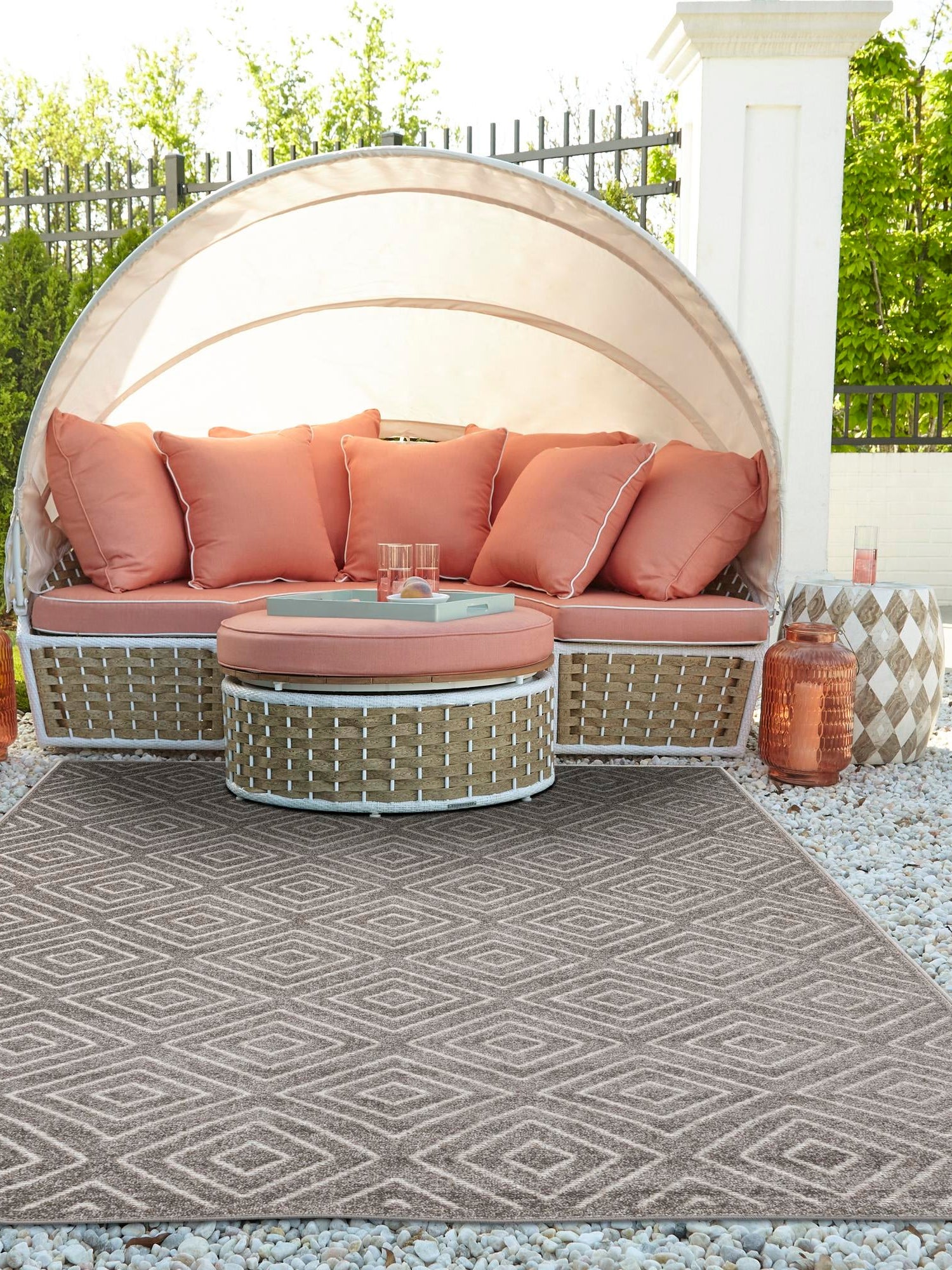 Gray 6' 1 x 9' Sabrina Soto Outdoor Rectangle Area Rug Weather Resistant for Patio, Deck, Terrace, Balcony, Porch Durable Carpet for Exterior Home Design for Sale at Rug Engine