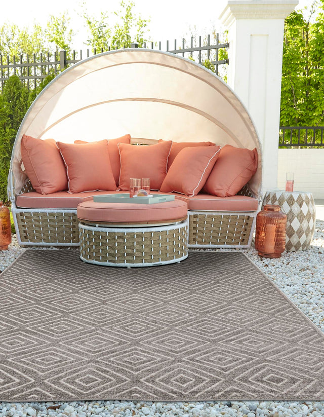 Gray 4' 1 x 6' 1 Sabrina Soto Outdoor Rectangle Area Rug Weather Resistant for Patio, Deck, Terrace, Balcony, Porch Durable Carpet for Exterior Home Design for Sale at Rug Engine