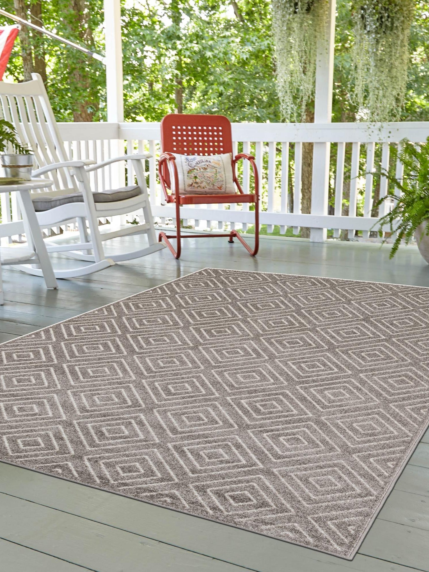 Gray 5' 1 x 8' Sabrina Soto Outdoor Rectangle Area Rug Weather Resistant for Patio, Deck, Terrace, Balcony, Porch Durable Carpet for Exterior Home Design for Sale at Rug Engine