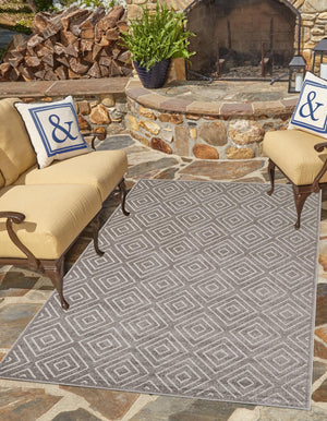 Gray 5' 1 x 8' Sabrina Soto Outdoor Rectangle Area Rug Weather Resistant for Patio, Deck, Terrace, Balcony, Porch Durable Carpet for Exterior Home Design for Sale at Rug Engine