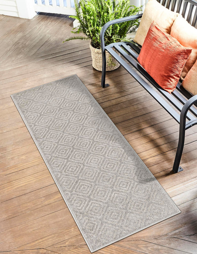 Gray 2' x 8' Sabrina Soto Outdoor Runner Area Rug Weather Resistant for Patio, Deck, Terrace, Balcony, Porch Durable Carpet for Exterior Home Design for Sale at Rug Engine