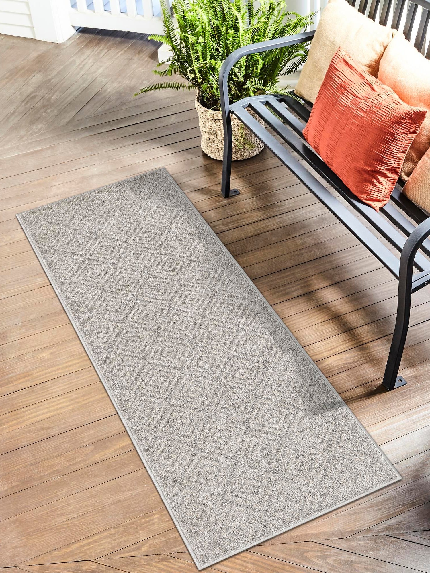 Gray 2' x 6' 1 Sabrina Soto Outdoor Runner Area Rug Weather Resistant for Patio, Deck, Terrace, Balcony, Porch Durable Carpet for Exterior Home Design for Sale at Rug Engine