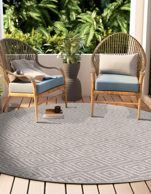 Gray 3' 1 x 3' 1 Sabrina Soto Outdoor Round Area Rug Weather Resistant for Patio, Deck, Terrace, Balcony, Porch Durable Carpet for Exterior Home Design for Sale at Rug Engine