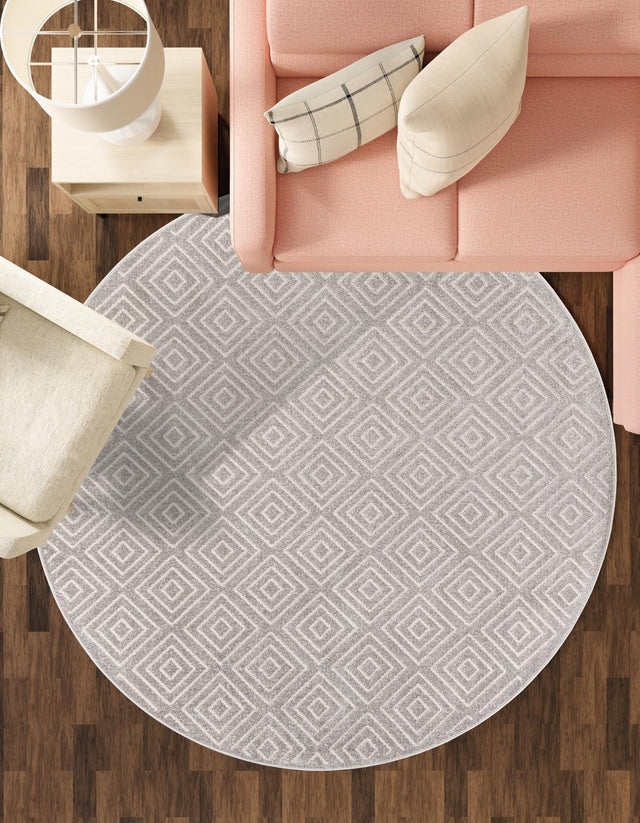 Gray 10' x 10' Sabrina Soto Outdoor Round Area Rug Weather Resistant for Patio, Deck, Terrace, Balcony, Porch Durable Carpet for Exterior Home Design for Sale at Rug Engine