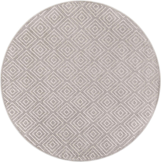 Gray 7' 10 x 7' 10 Sabrina Soto Outdoor Round Area Rug Weather Resistant for Patio, Deck, Terrace, Balcony, Porch Durable Carpet for Exterior Home Design for Sale at Rug Engine